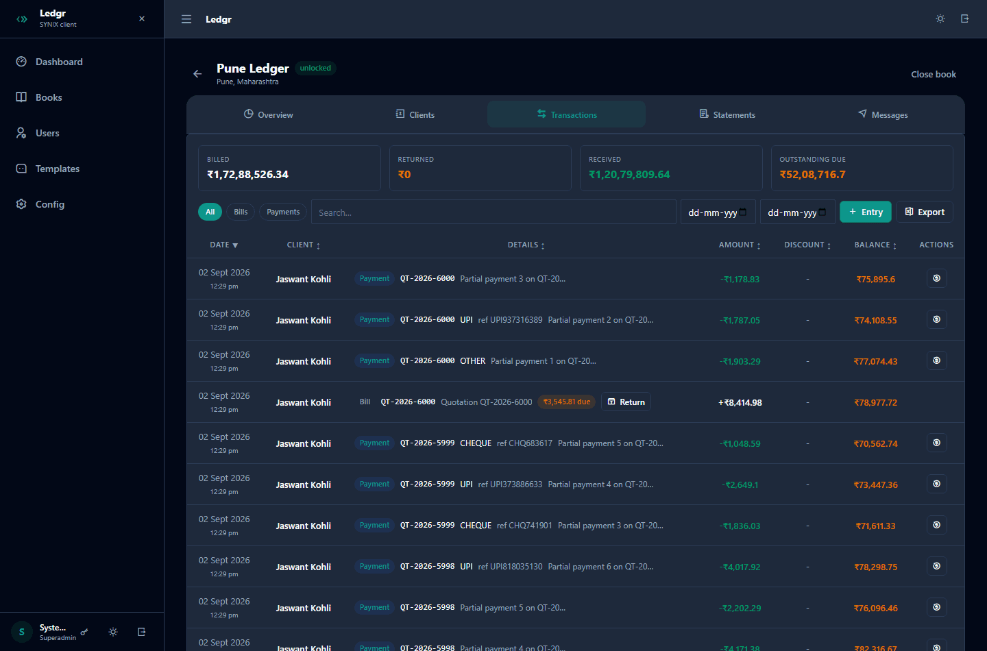 Ledgr transactions