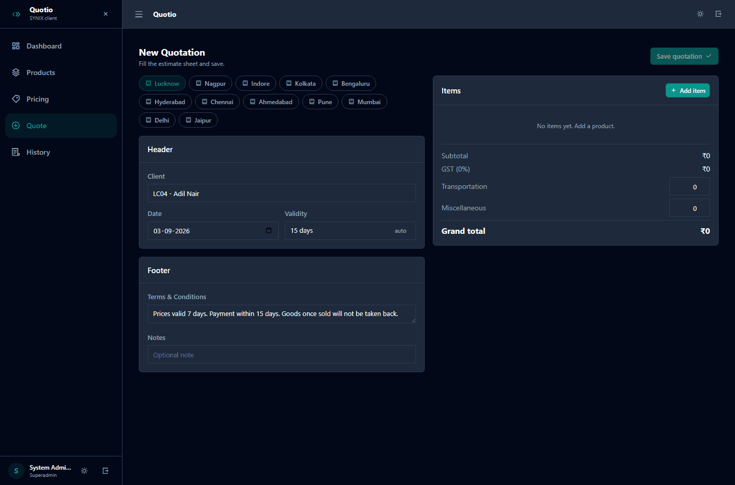 Quotio quotation builder